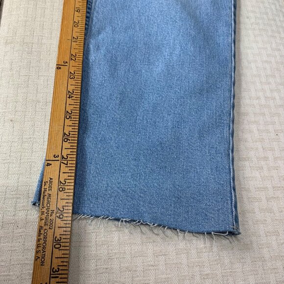 Calvin Klein Womens Size 14 Blue Light Wash High-Rise Denim Jeans Frayed Hem - Picture 6 of 9